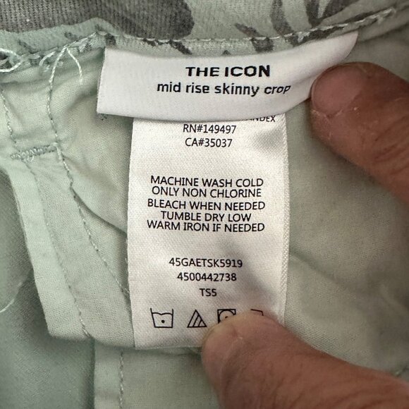 Joes The Icon Mid Rise Skinny Crop Jeans Size 26 Tropical Green Gray Leaf Print - Picture 4 of 14